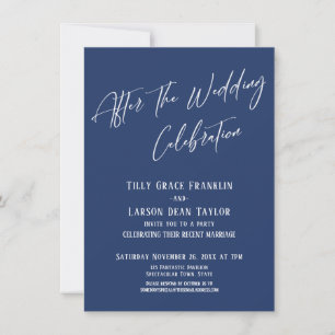 Nach der Hochzeitsfeier Einfach Elegantes Navy Einladung