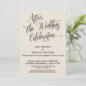 Nach der Hochzeitsfeier Elegantes Script Cream Einladung (Stehend Vorderseite)