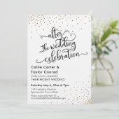 Nach der Hochzeitsfeier Imitate Gold Confetti Einladung (Stehend Vorderseite)