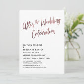 Nach der Hochzeitsfeier Rose Gold Empfang Einladung (Stehend Vorderseite)