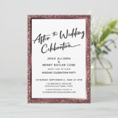 Nach der Hochzeitsfeier Rose Gold Glitzer Einladung (Stehend Vorderseite)