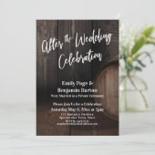 Nach der Hochzeitsfeier Rustikales Holzfass Einladung (Stehend Vorderseite)