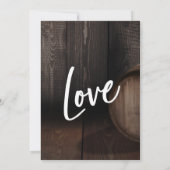 Nach der Hochzeitsfeier Rustikales Holzfass Einladung (Rückseite)