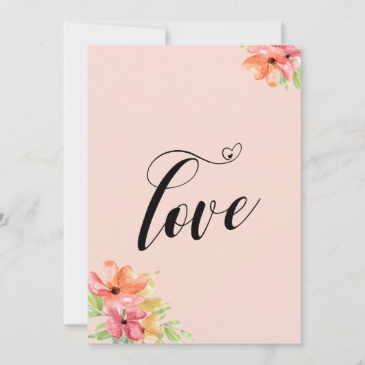 Nach der Hochzeitsfeier Script Blush Floral Einladung (Rückseite)