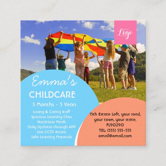 nach der Kinderbetreuung Babysitter-Kinderbetreuun Quadratische Visitenkarte (Vorderseite)