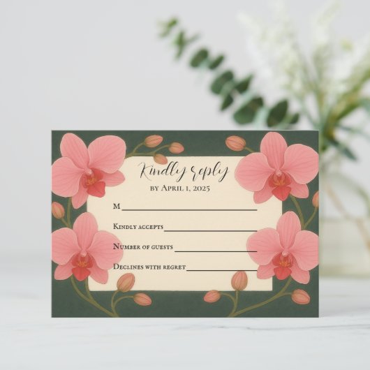 Nach der Orchid-RSVP-Karte RSVP Karte (Stehend Vorderseite)
