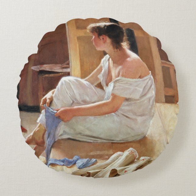 Nach der Pose 1884 Rundes Kissen (Vorderseite)