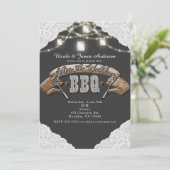 NACH DER WEDDING-GRILLEN ICH DO Mason Jar Lights & Einladung (Stehend Vorderseite)