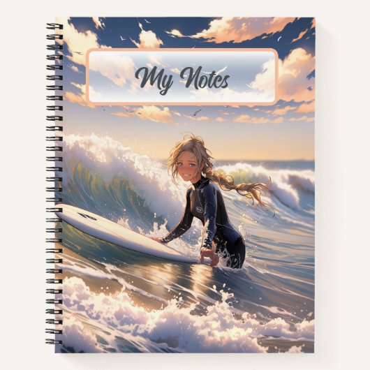 Nach draußen, um eine Welle zu fangen Notizblock (Vorderseite)