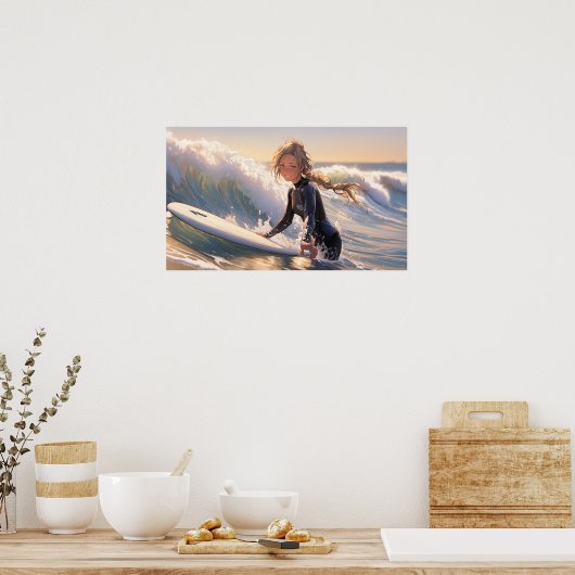 Nach draußen, um eine Welle zu fangen Poster (Küche)