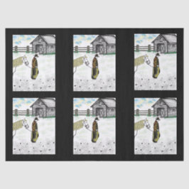 Nach einer Pferdereise Seidenpapier