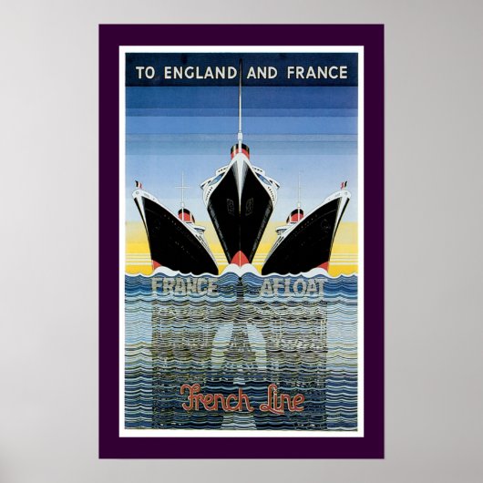 Nach England und Frankreich - Französisches Linien Poster (Vorne)