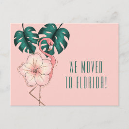 Nach Florida Flamingo Monstera übertragen Leaf Pin Ankündigungspostkarte