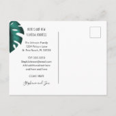 Nach Florida überführt rosa Flamingo Monstera Leaf Ankündigungspostkarte (Rückseite)