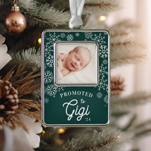 Nach Gigi befördert | Baby Foto Oma Rahmen-Ornament Silber