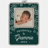 Nach Grammie befördert | Baby Foto Oma Rahmen-Ornament Silber (Vorderseite)