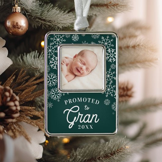 Nach Gran befördert | Baby Foto Oma Rahmen-Ornament Silber
