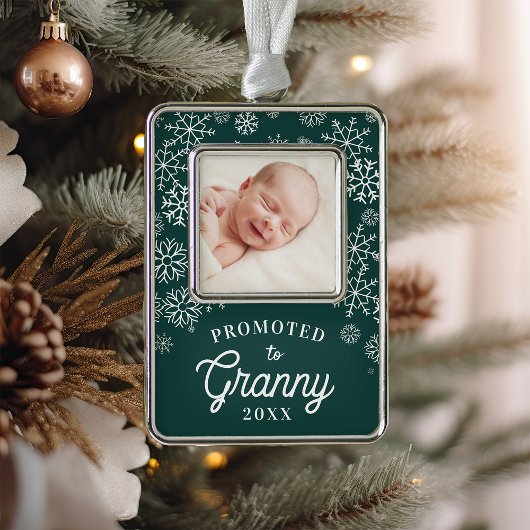 Nach Granny befördert | Baby Foto Oma Rahmen-Ornament Silber