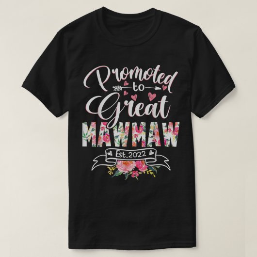 Nach Großmawmaw Est 2022 befördert, floraler First T-Shirt (Design vorne)