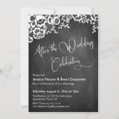 Nach Hochzeit feiern Script Chalkboard Lace Einladung (Vorderseite)