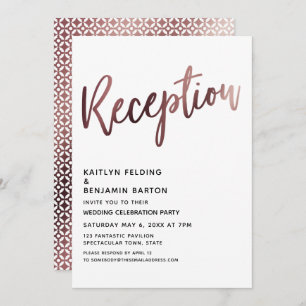Nach Hochzeit Rose Gold Typografie Empfang Einladung