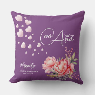 Nach Lila Pink Peony Wedding glücklich erröten Kissen