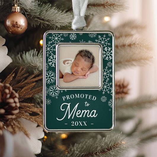 Nach Mema befördert | Baby Foto Oma Rahmen-Ornament Silber
