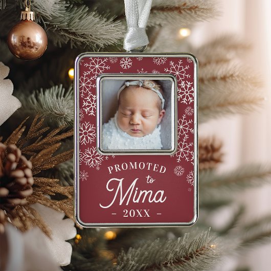 Nach Mima befördert | Baby Foto Oma Rahmen-Ornament Silber