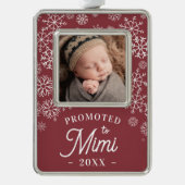 Nach Mimi befördert | Baby Foto Oma Rahmen-Ornament Silber (Vorderseite)