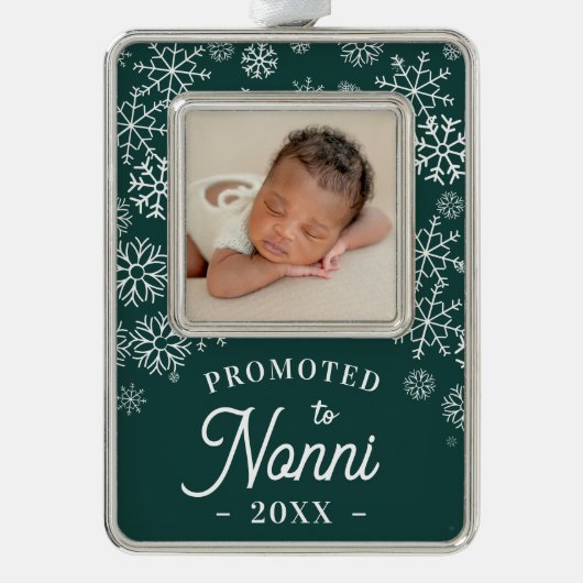 Nach Nonni befördert | Baby Foto Oma Rahmen-Ornament Silber (Vorderseite)