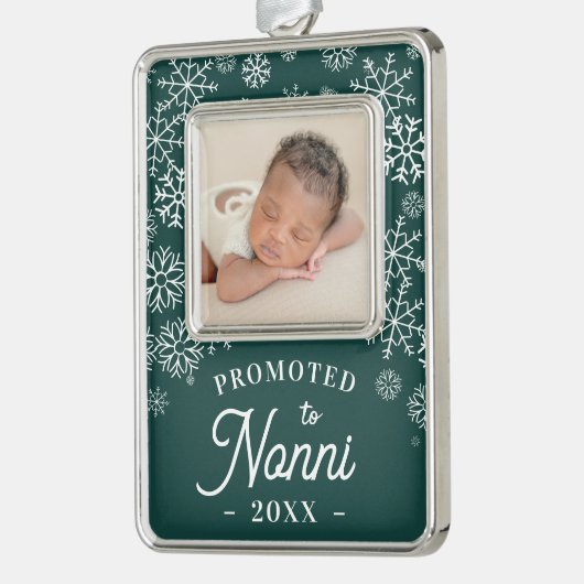 Nach Nonni befördert | Baby Foto Oma Rahmen-Ornament Silber (Links)