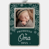 Nach Oma befördert | Baby Foto Oma Rahmen-Ornament Silber (Vorderseite)