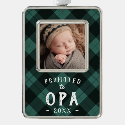 Nach Opa befördert | Foto Grandpa Rahmen-Ornament Silber (Vorderseite)