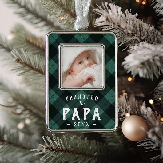 Nach Papa befördert | Foto Grandpa Rahmen-Ornament Silber