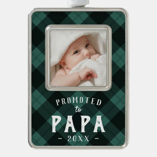 Nach Papa befördert | Foto Grandpa Rahmen-Ornament Silber (Vorderseite)