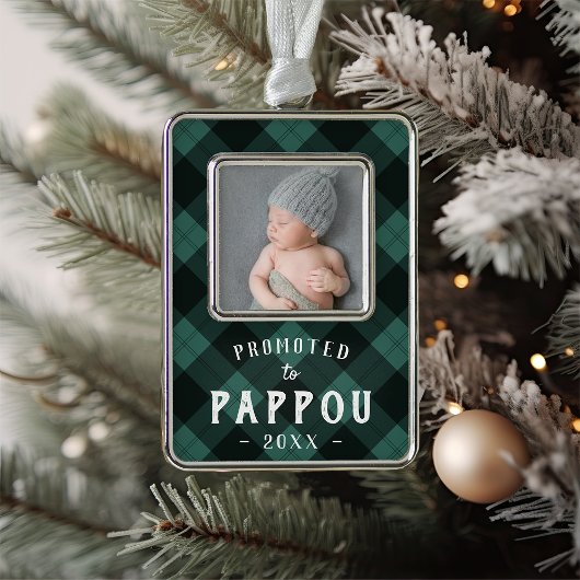 Nach Pappou befördert | Foto Grandpa Rahmen-Ornament Silber