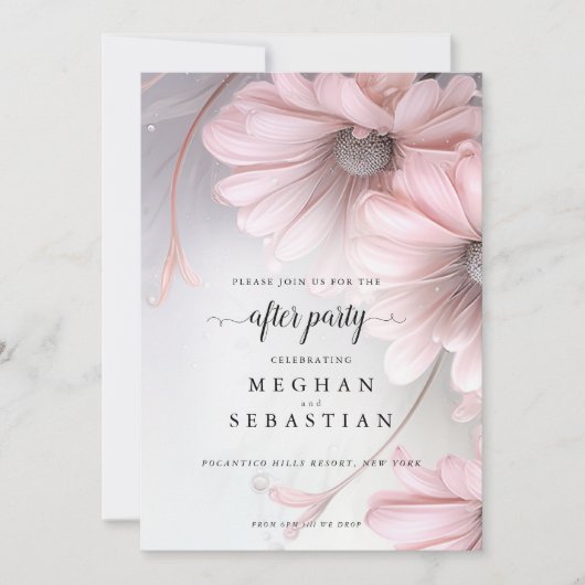 Nach Party Boho Pink Daisy Save The Date (Vorderseite)
