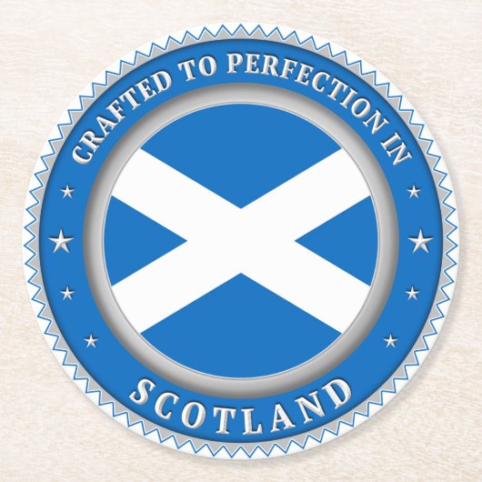 nach Perfektion in Schottland gefertigt Runder Pappuntersetzer (Vorderseite)