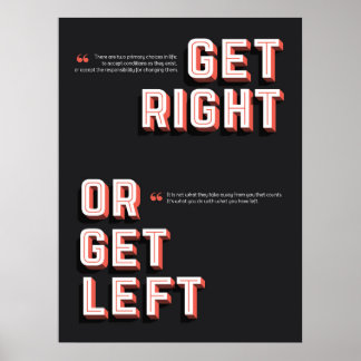 Nach Rechts gehen oder nach Links gehen Poster