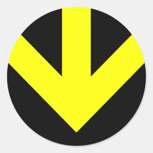 nach unten. Farbe anpassbar. Runder Aufkleber