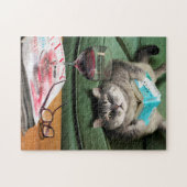 Nach unten Katzenbuch lesen Puzzle (Horizontal)