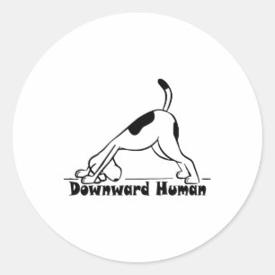 Nach unten Mensch Süßer Welpe Yoga Hund Yoga Erfre Runder Aufkleber