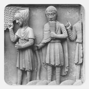 Nach Westen Portal, Südtür, epicting Tympanum Quadratischer Aufkleber