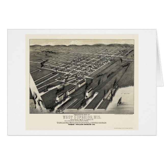 Nach Westen Vorgesetzter, panoramische Karte WI - (Vorderseite (Horizontal))