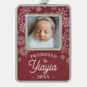 Nach Yiayia befördert | Baby Foto Oma Rahmen-Ornament Silber (Vorderseite)