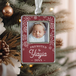 Nach Yiayia befördert | Baby Foto Oma Rahmen-Ornament Silber
