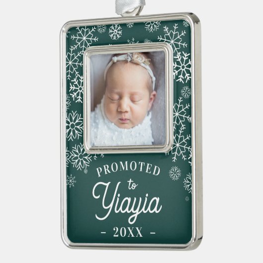 Nach Yiayia befördert | Baby Foto Oma Rahmen-Ornament Silber (Links)