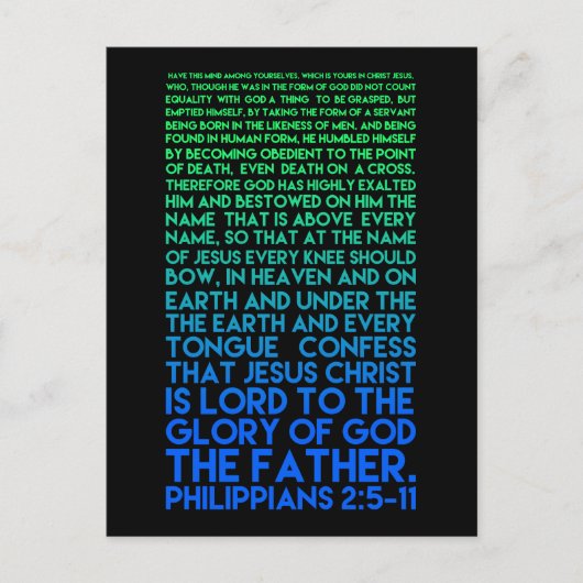 Nachahmen der Demut der Philippinen Christi 2:5-11 Postkarte (Vorderseite)