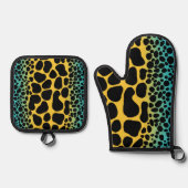 Nachahmer-Pfeilgiftfrosch Ofenhandschuh & Topflappen-Set (Vorderseite)