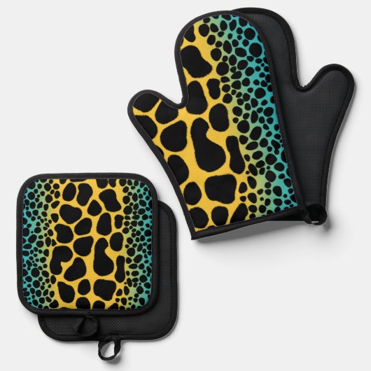 Nachahmer-Pfeilgiftfrosch Ofenhandschuh & Topflappen-Set (Vorderseite/Rückseite)